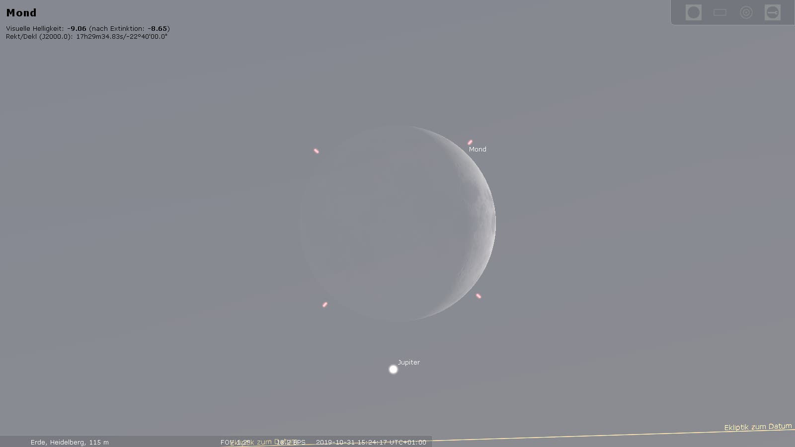 Der Mond begegnet Jupiter und formt ein kosmisches Fragezeichen
