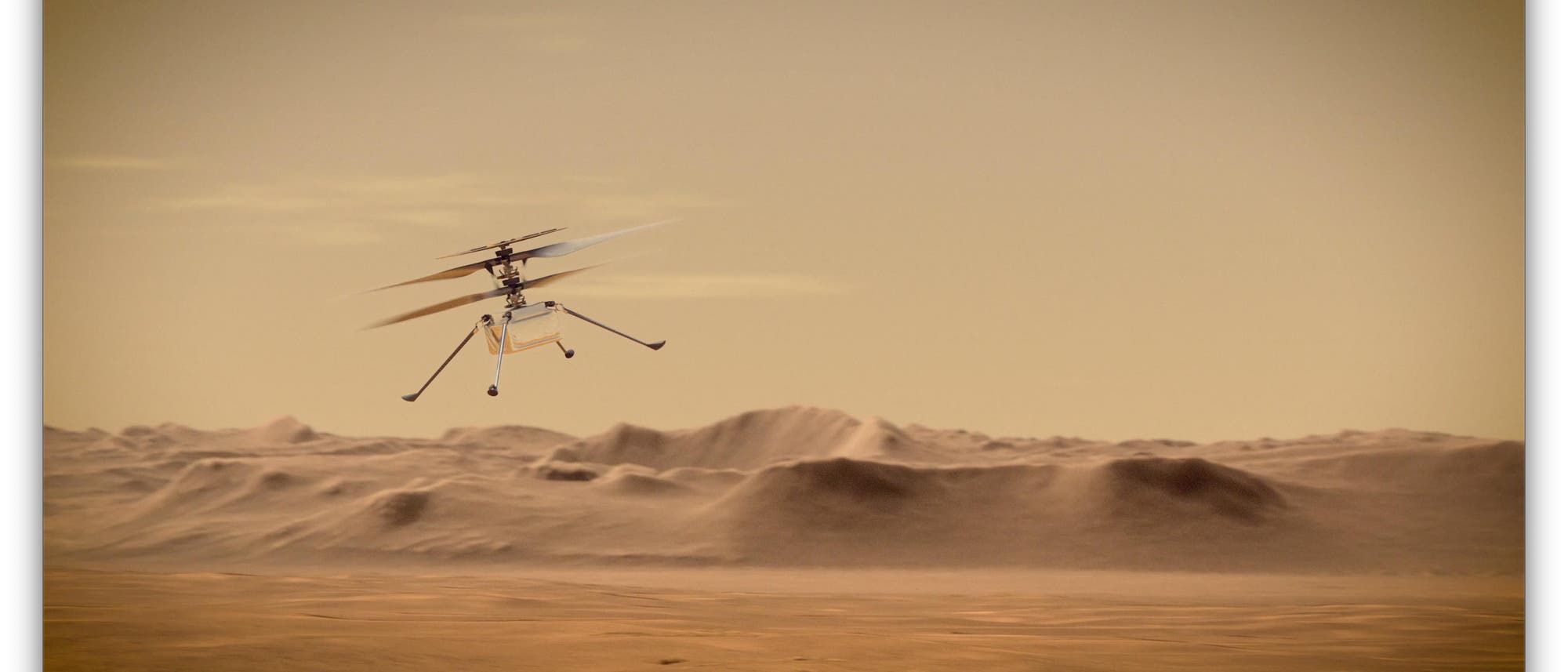 Künstlerische Darstellung des Mars-Helikopters Ingenuity Künstlerische Darstellung des Mars-Helikopters Ingenuity