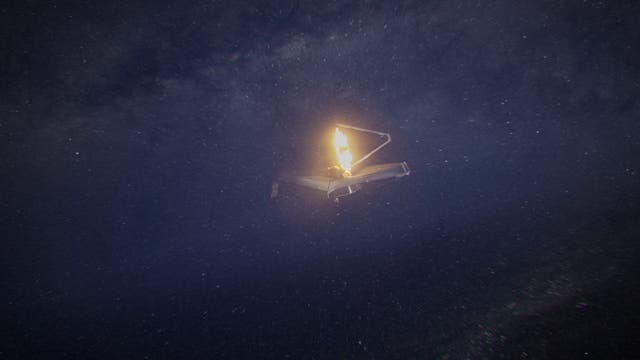 Das Computermodell zeigt das James Webb Space Telescope im Weltraum.
