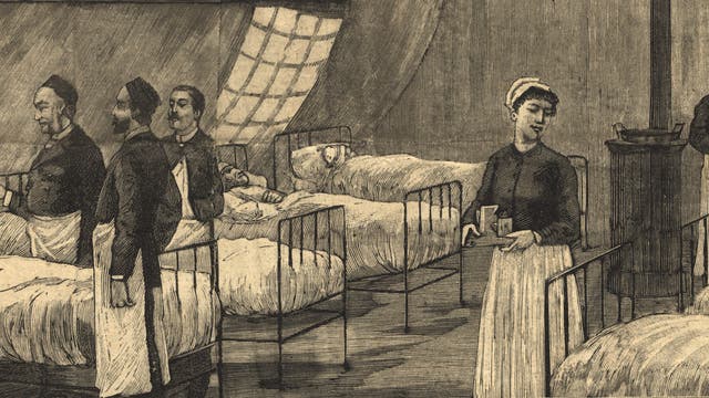 Zeichnung eines Notkrankenhauses in Paris.